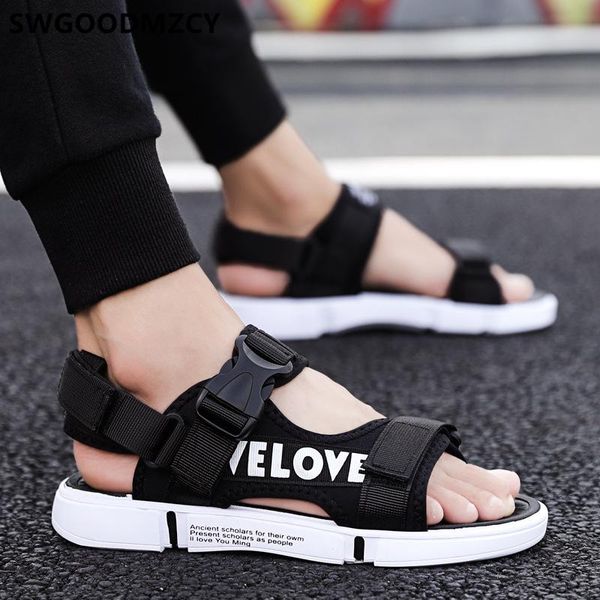 

sandals man 2021 summer sport shoes men gladiator for casual beach calzado hombre sepatu pria zapatos, Black
