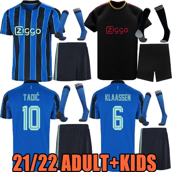

21 22 haller a jax adult+kids soccer jersey set 2021 2022 Ã¡lvarez home away jerseys kits tadic klaassen traore promes neres cruyff football, Black;yellow