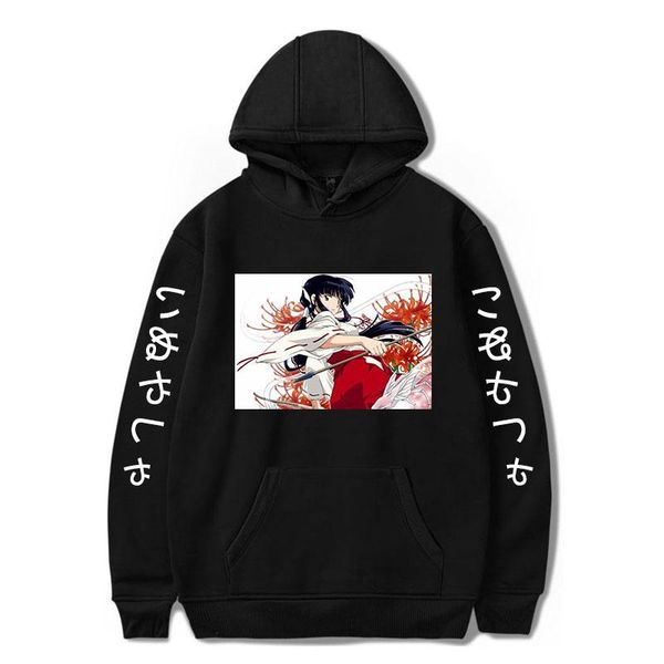 

men's hoodies & sweatshirts inuyasha japan anime printed cartoon harajuku streetwear hoodie oversized clothes leisure manga coat, Black
