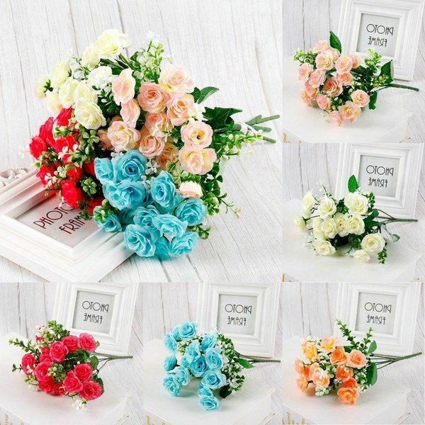

decorative flowers & wreaths 2 bunch artificial mini flower red rose bouquet fake leaves wedding silk floral home decor girls girl gifts
