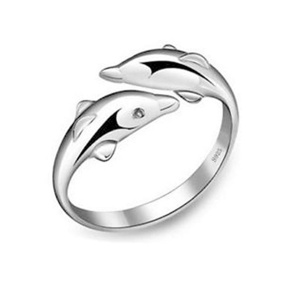 

cluster rings fashion plated jewelry cute dolphin tail cooper for women ring vintage bijoux bague anillos, Golden;silver