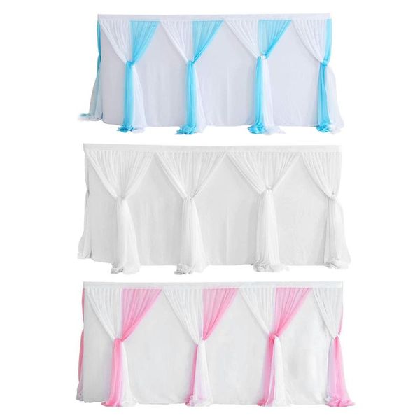

table skirt tulle ruffle wedding party tutu cloth cross stripe pattern decoration baby shower birthday banquet