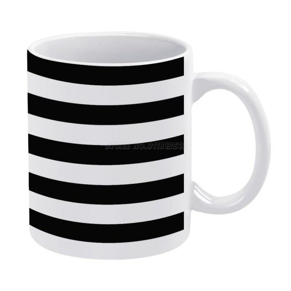 Canecas Caneca preto e branco das listras Café Chá Natal Cerâmico 330ml para a listra