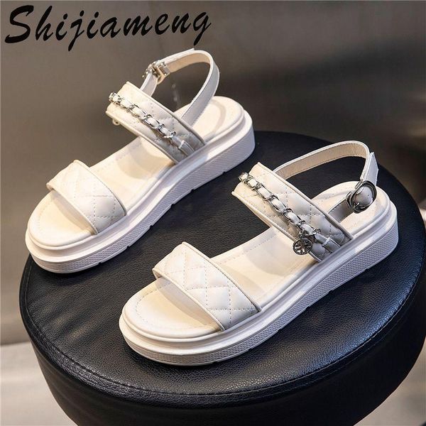 

leather sandals women's buckle 2021 summer fairy fish mouth all kinds of fashionable shoes casual flat women dress, Black
