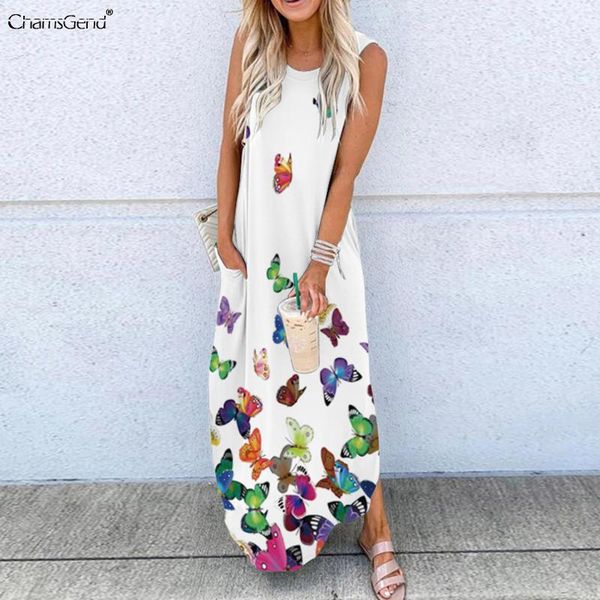 

casual dresses 2021 summer floral printed dress women fashion bohemian sleeveless sundress loose long maxi clothing, Black;gray
