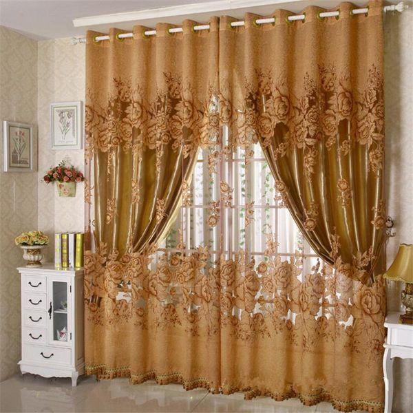 

curtain & drapes 1 pc tulle peony luxury window curtains for living room european royal the bedroom