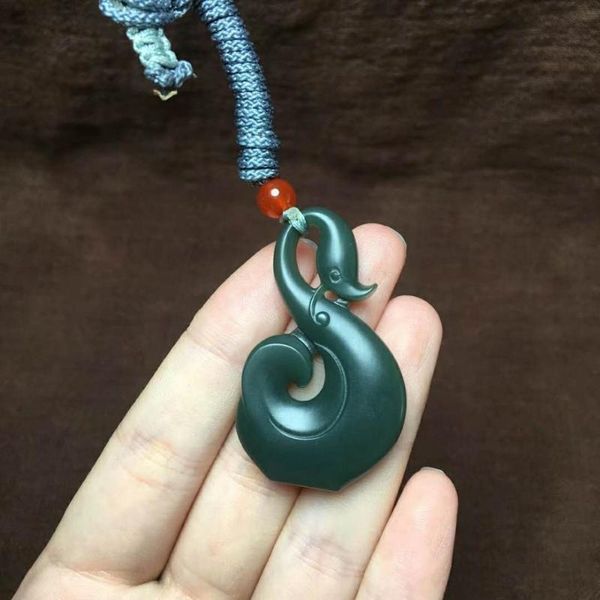 

lockets j31#hetian jade green wishful pendant, fine texture, Silver