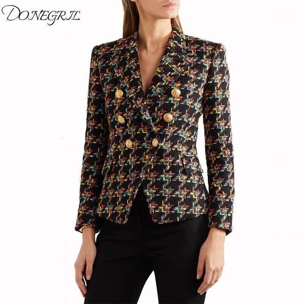 

2021 design blazer women long sleeve woolen coats double gold buttons blazers outer jacket coat female xl women's suits &, White;black