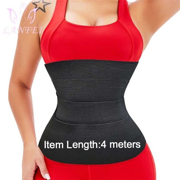 

lanfei women waist trainer bandage wrap girdle belly body shaper corset modeling slimming tummy control fat burn belt strap 211220, Black;white