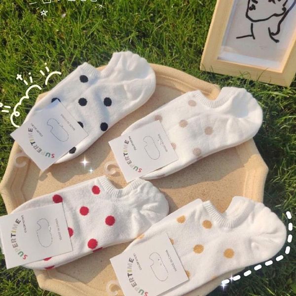 

men's socks 3pairs cotton women fashion breathable short summer aesthetic novelty dot sweet boat ankle, Black