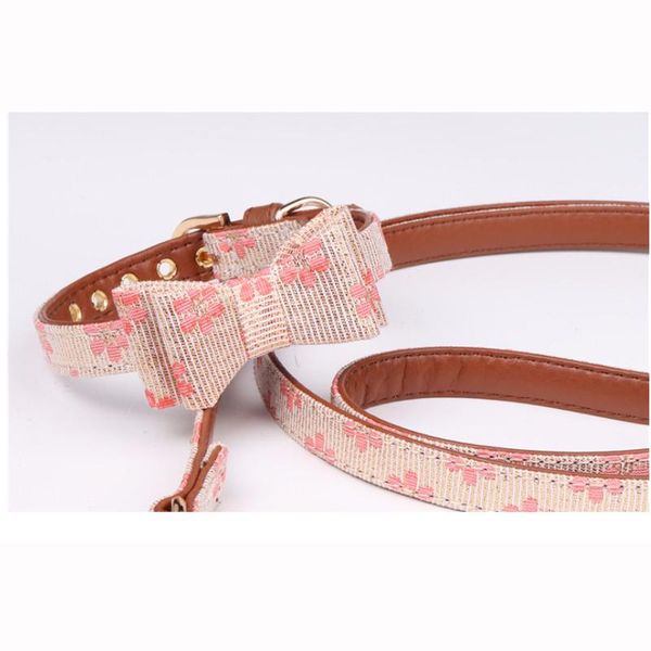 

pet collar little flower style dog bow tie pupply product set necklace s leash lead collars & leashes
