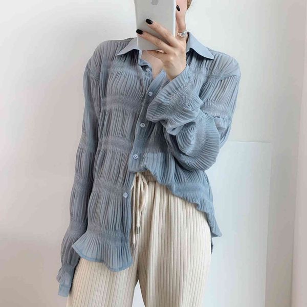 

blouses womens and blouses long sleeve autumn draped loose single breasted turn down collar korean style casual jurken lzaz amly, White
