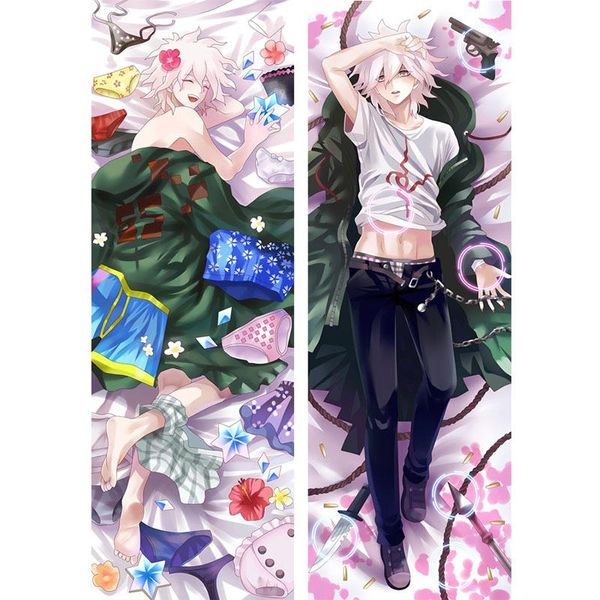 Caso de travesseiro Anime Danganronpa 2 Dakimakura Komaeda Nagito Abraçando Cobertura Corpo Coxim Masculino Otaku Cosplay DIY Presente Personalizado