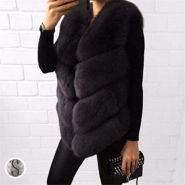 

women's fur & faux gamporl fashion vest women natural genuine female waistcoat short style winter thick lady gilet, Black
