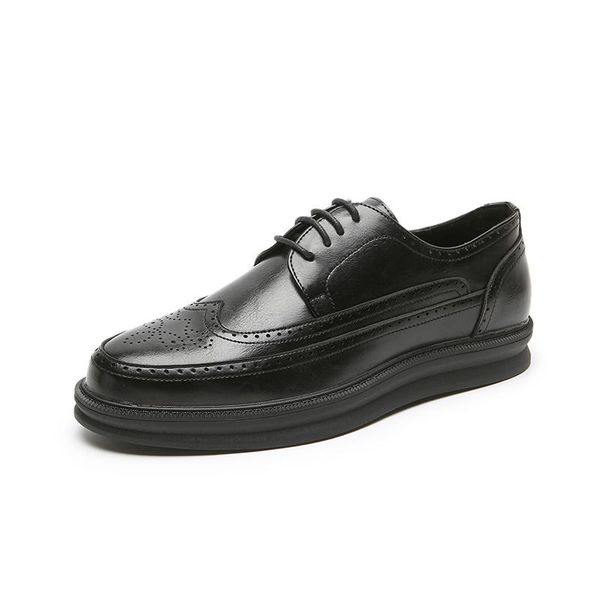 

oxford shoes fashion brogue men leather formal dress man comfortable office party footwear, Black