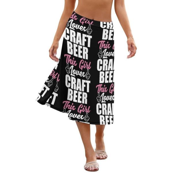

skirts craft beer skirt polyester teen college fashion simple pattern midi, Black