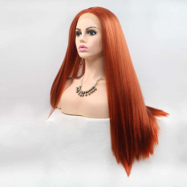 

wig matte silk chemical fiber front lace head cover long hair, Black;brown