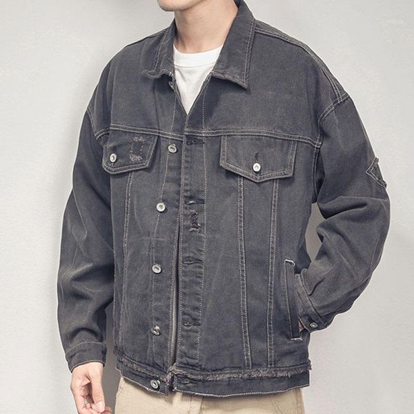 

men's jackets 2021 men's casual bomber jacket hip hop retro denim streetwear, Black;brown