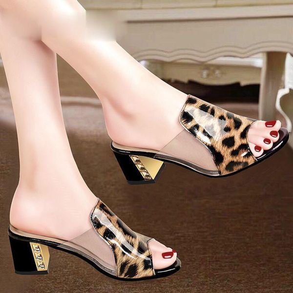 

women open toe high heel slippers square fashion chunky summer shoes, Black