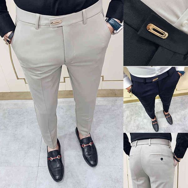

pant skinny adjustment dress streetwear full length suit men's gentlemen's office pants all games, Black