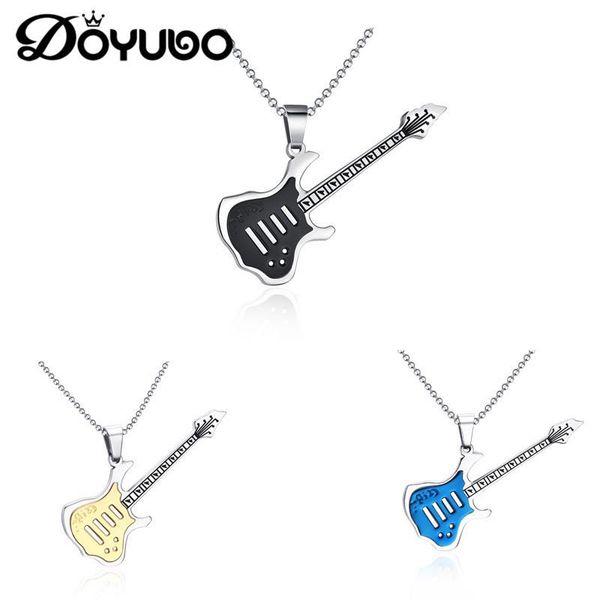 

pendant necklaces doyubo fashion 316l stainless steel guitar necklace for men punk rock style male music charms chain fine jewelry dc011, Silver