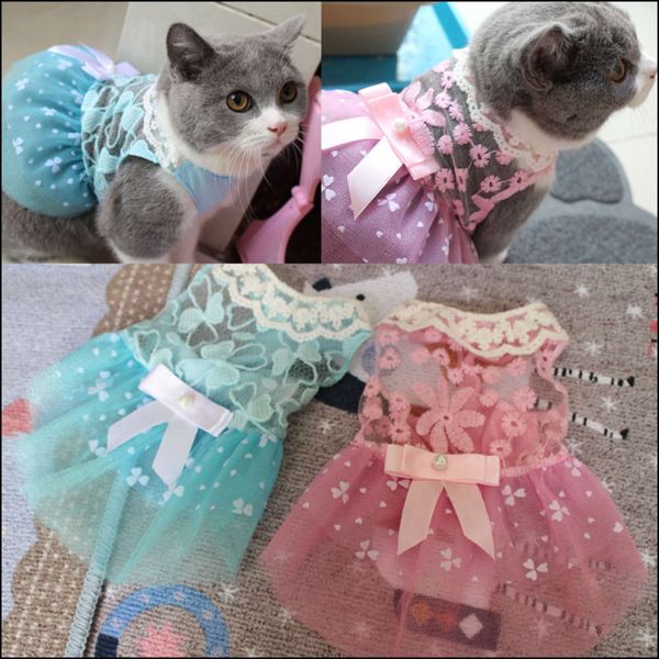

summer dog lace bow princess dog dress pet dress