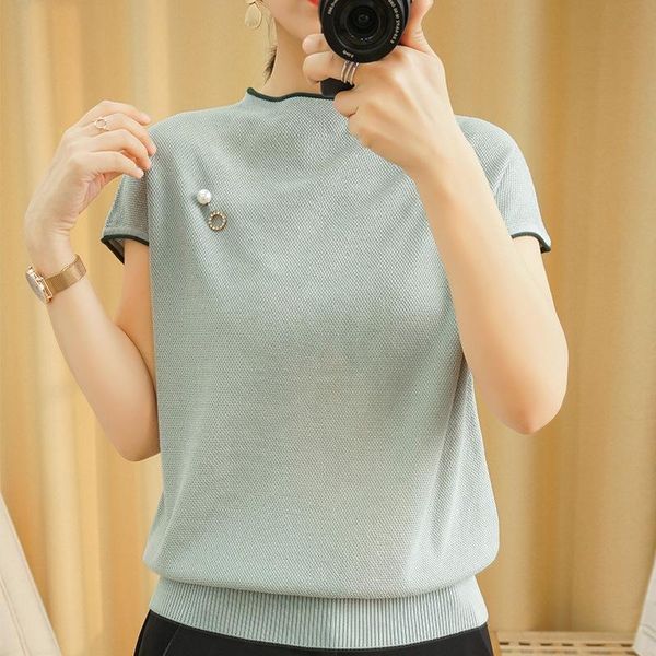 

women's t-shirt 2021simple temperament 100% cotton linen loose short-sleeved women spring and summer wild was thin o-neck pullover swea, White