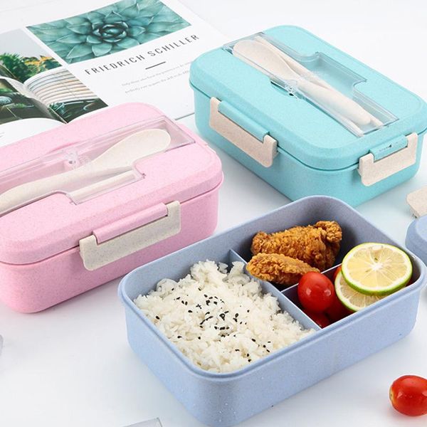 

dinnerware sets eco- friendly creative degradable wheat straw lunch box portable bento cases students compartment storage containers