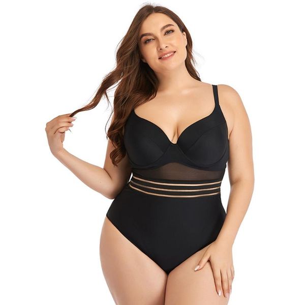 

one-piece suits mesh hallow black bikini swimsuit plus size bathing suit women swim swimsuits tummy control beachwear