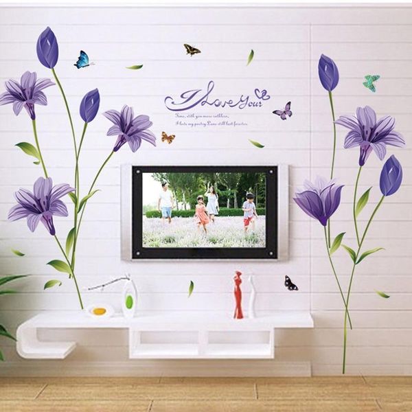 

wall stickers sticker 60 x 90cm home decoration fresh lily flower decals living room bedroom mural baby nursery background wallpaper