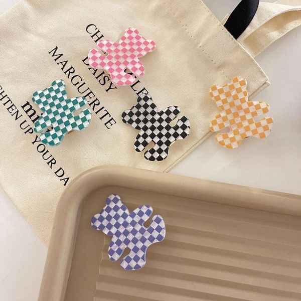 

hair clips & barrettes aomu 2021 korean summer sweet cute retro fashion colorful plaid small bear resin handmade hairpin for women daily jew, Golden;silver