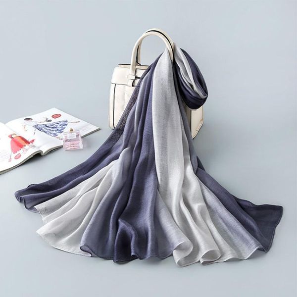 

autumn and winter silk scarf long gradient fashion shawl bandanas