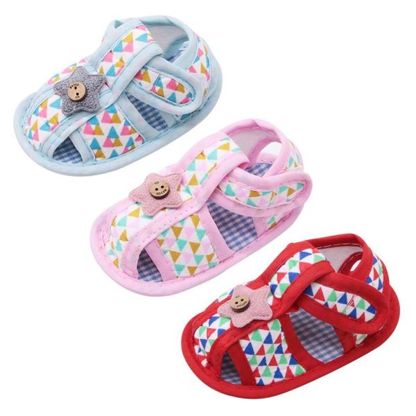 

summer born the first walker stars stitching triangle printing cotton shoes boy girl baby children toddler walkers