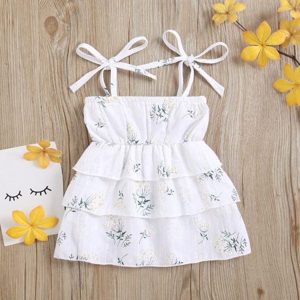 

girl's dresses baby summer slip dress, floral lacing spaghetti strap sleeveless layered braces dress girls clothes 0-3 years, 4 colors, Red;yellow
