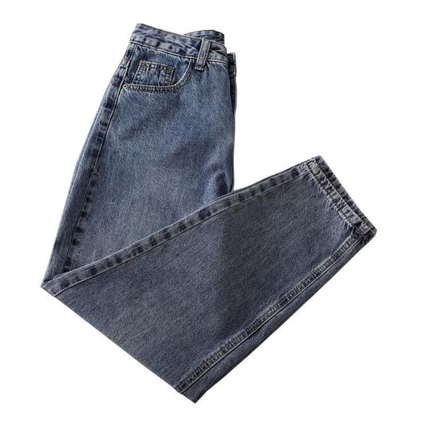 

loose ankle-length womens jeans korean style high waist vintage spring casual denim harem pants mom c6900 women's, Blue