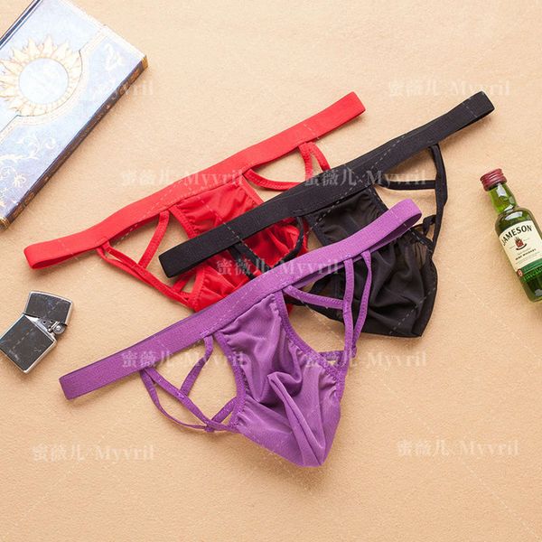 

men's soft elastic hollow underwear g37, Black;white