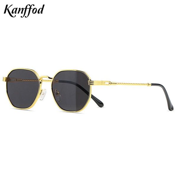 

sunglasses kanffod 2021 metal square men's retro gold frame black pink mirror shades, White;black