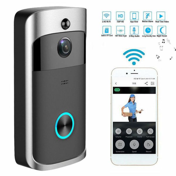 V5 WiFi Doorbell Smart Wireless 720p Video Camera Cloud Storage Bell Cam Cam ￠ prova d'￡gua Casa de seguran￧a dom￩stica