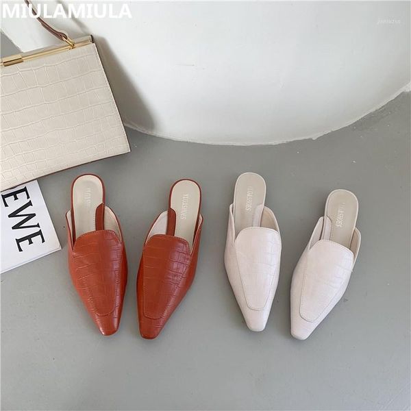 

slippers 2021 spring fashion white brown leather flat brand designer socofy korean shoes slip on loafers mules flip flops casual1, Black