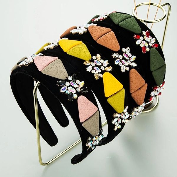 

exaggeration patchwork fashion crystal rhinestone padded velvet winter headband women shiny filled headband accessoriess, Silver