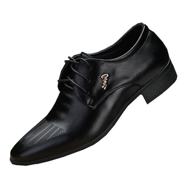 

business men's leather shoes fashion men casual company dinner dress wedding groom lazy, Black