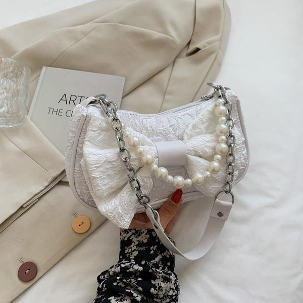

evening bags women's canvas underarm fashion bow pearl hand-picked shoulder