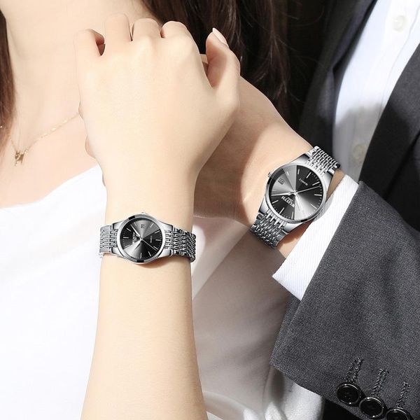 

wristwatches watch lovers men's business waterproof fashion women's men and women on the glow-in-the-dark calendar, Slivery;brown