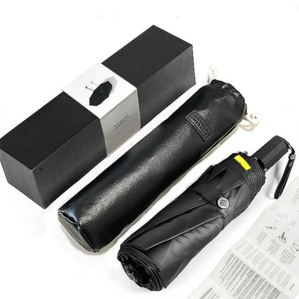 

umbrellas black rubber uv umbrella sun women three folding clear parasol windproof double layer paraplu gift box sy214