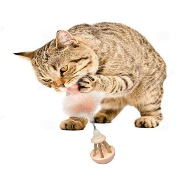 

cat toy stick feather wand tumbler pet self automatic antistress toys plastic artificial pink teaser supplies