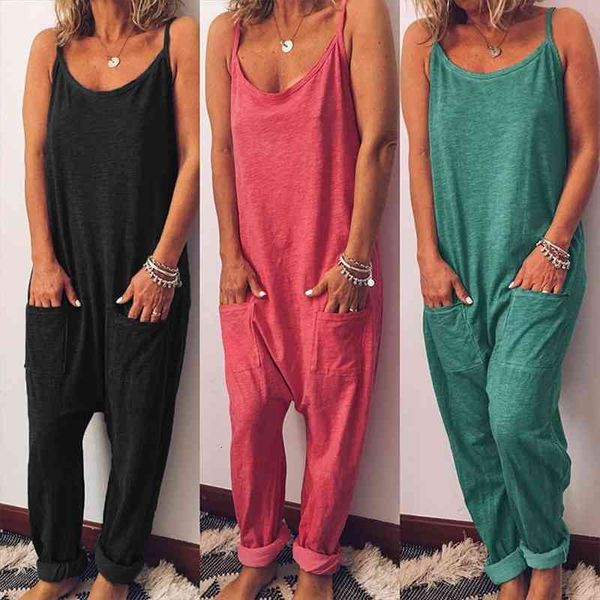 

women jumpsuits cargo pants loose long wide leg playsuits pants thin female bodysuits sleeveless clothing, Black;white