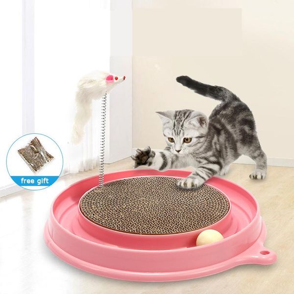 

fun play disk with spring rat cat toy multi-function amusement disc kitten turntable ball pet big 2 colors toys