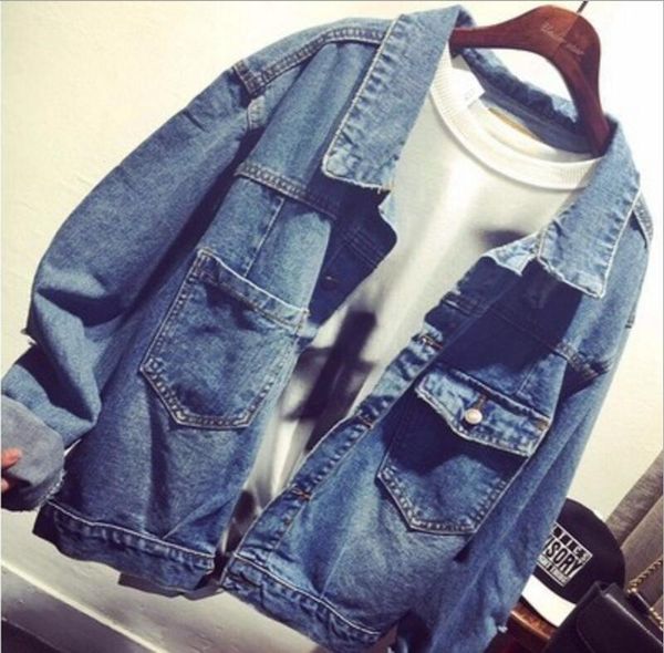 

fashion autumn denim jacket single-breasted versatile loose cowgirl thin women's jackets, Black;brown
