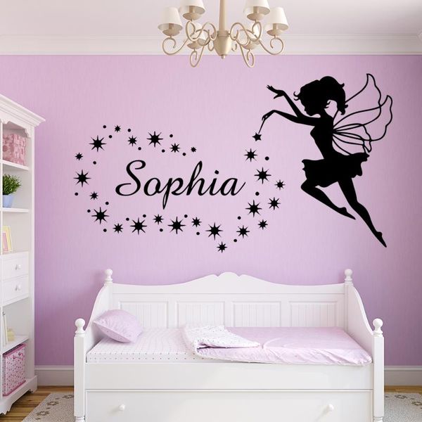 

wall stickers fairy custom name sticker angel stars decals for girls bedroom decor nursery kids room wallpaper mural