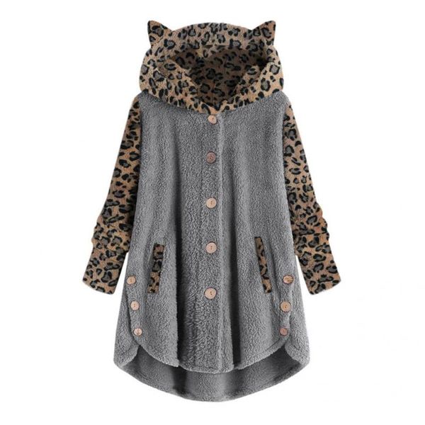 

women's jackets jacket casual ears leopard patchwork coat women autumn irregular for office, Black;brown